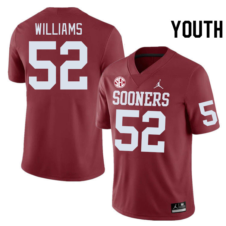 Youth #52 Damonic Williams Oklahoma Sooners 2024 SEC Conference College Football Jerseys-Crimson
